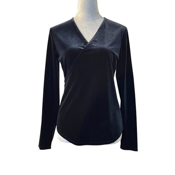 Sundance Blouse Womens Small Black Velvet Surplus Minimalist Witchy Goth Stretch - Picture 1 of 9
